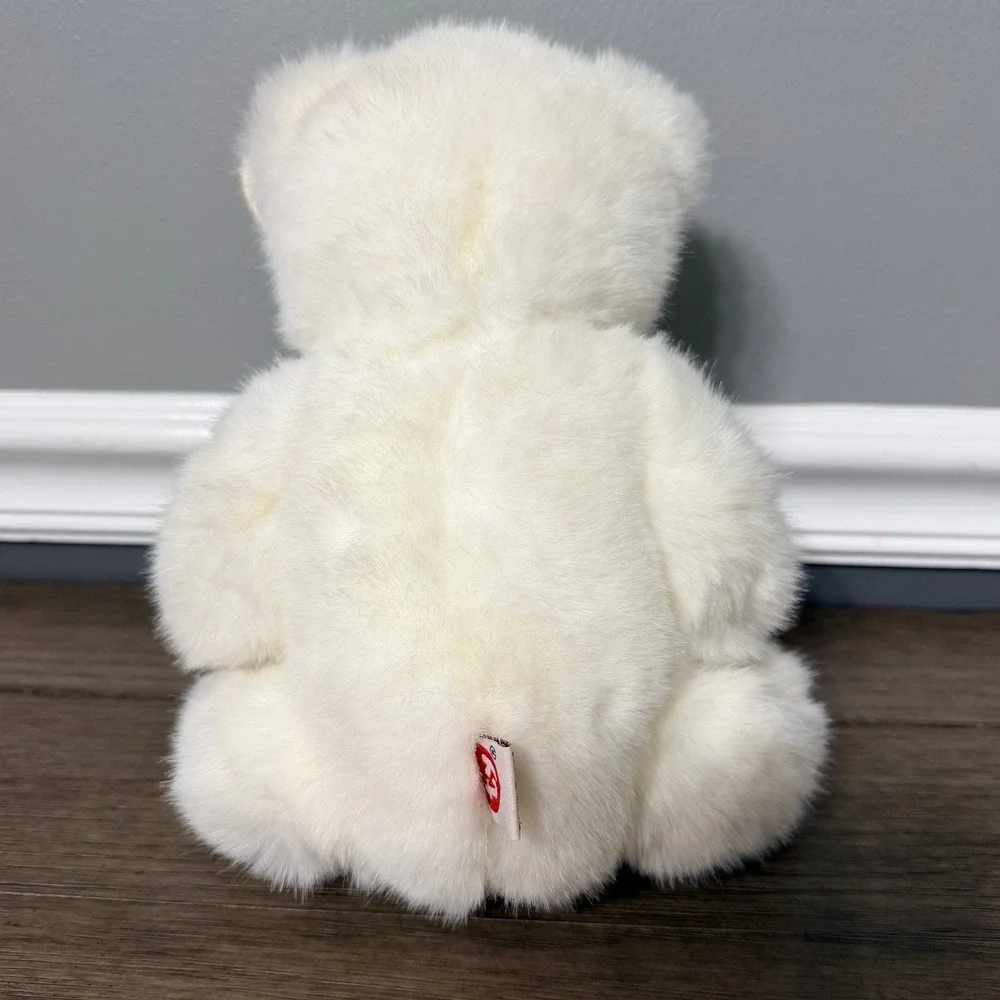 Ty Beanie Buddy Romeo Bear White Plush Red Heart 1997 Vintage‎ Large Tagged